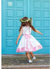 Kids Formal White And Pink Satin Flower Girl Dress